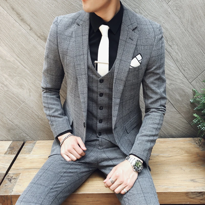British Style Latest Coat Pant Designs Wedding Suits Men Slim Fit Suits Men 2020 Spring Autumn Groom Tuxedos Grid 3pc Suit Men
British Style Latest Coat Pant Designs Wedding Suits Men Slim Fit Suits Men 2020 Spring Autumn Groom Tuxedos Grid 3pc Suit Men