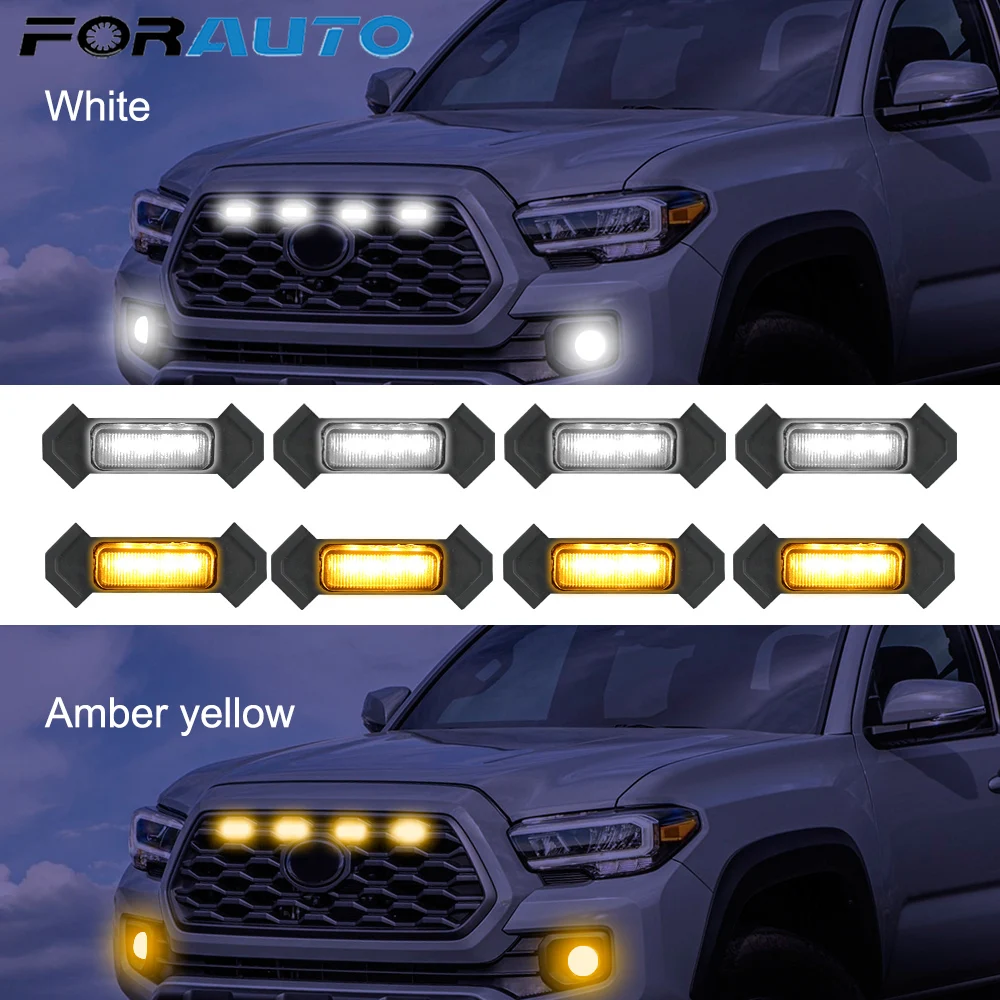 FORAUTO 4pc Set Smoked Lens Amber white Front Grille Lighting Kit For 2016-up Toyota Tacoma w/TRD Pro Grill ONLY, Includes
FORAUTO 4pc Set Smoked Lens Amber white Front Grille Lighting Kit For 2016-up Toyota Tacoma w/TRD Pro Grill ONLY, Includes