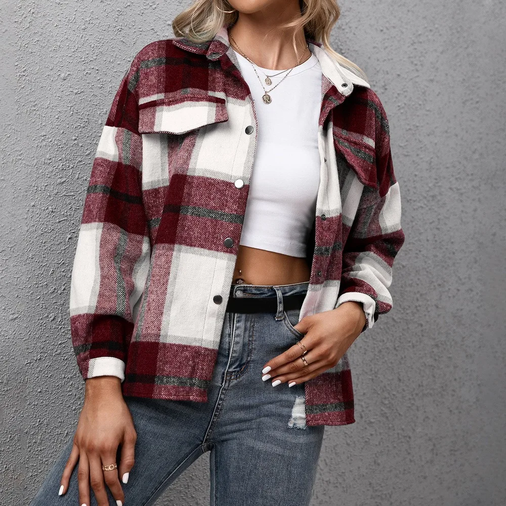 Women Casual Single Breasted Jacket Outfit Fashion Plaid Long Sleeve Jacket Female Autumn Cotton Thick Coats Loose Outwear
Women Casual Single Breasted Jacket Outfit Fashion Plaid Long Sleeve Jacket Female Autumn Cotton Thick Coats Loose Outwear