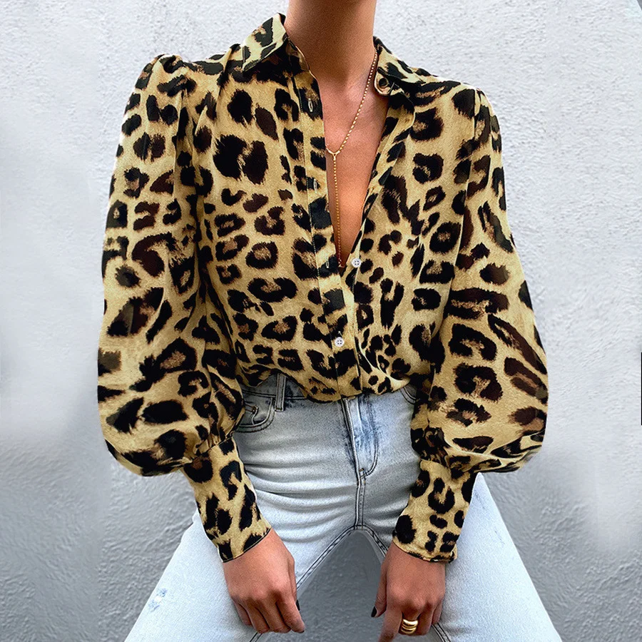 2021 Autumn New European and American Commuter Printing and Dyeing Texture Shirt Sexy Leopard Print Puff Sleeve Shirt Women
2021 Autumn New European and American Commuter Printing and Dyeing Texture Shirt Sexy Leopard Print Puff Sleeve Shirt Women
