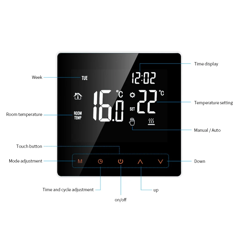 WiFi Smart Thermostat, Electric Floor Heating Water/Gas Boiler Temperature Remote Controller For Google Home, Alexa
WiFi Smart Thermostat, Electric Floor Heating Water/Gas Boiler Temperature Remote Controller For Google Home, Alexa