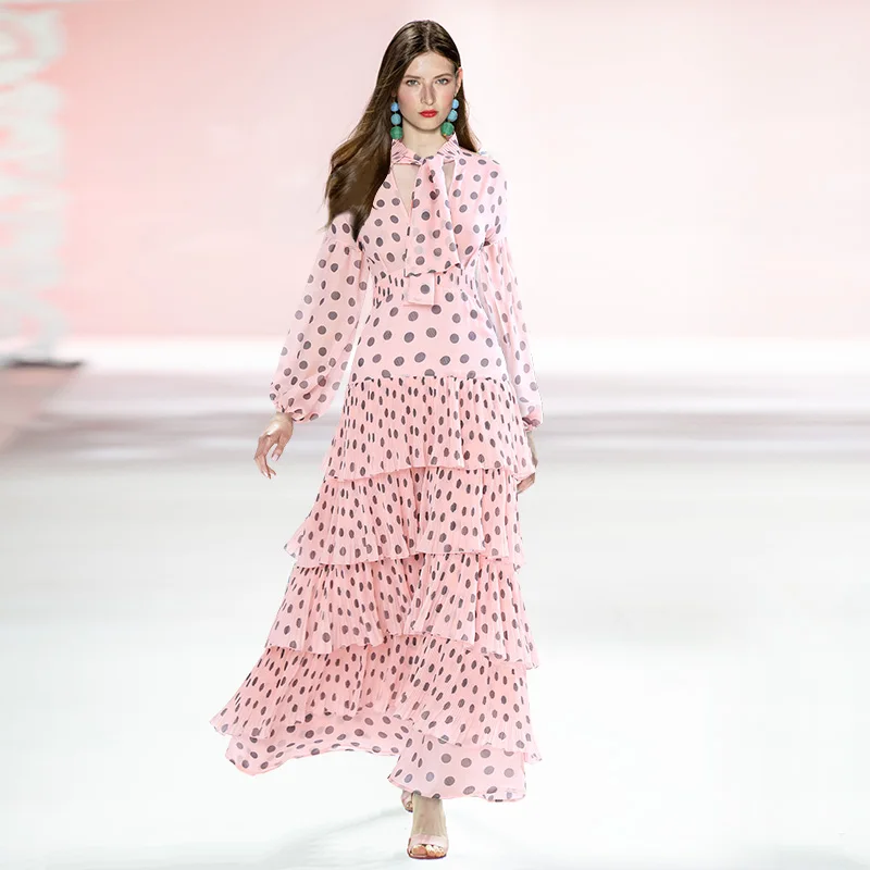 Gedivoen Spring Fashion Long Dress Women Bow Tie Oolka Dot Print Draped Cascading Ruffle Ankle Length Party Dresses
Gedivoen Spring Fashion Long Dress Women Bow Tie Oolka Dot Print Draped Cascading Ruffle Ankle Length Party Dresses