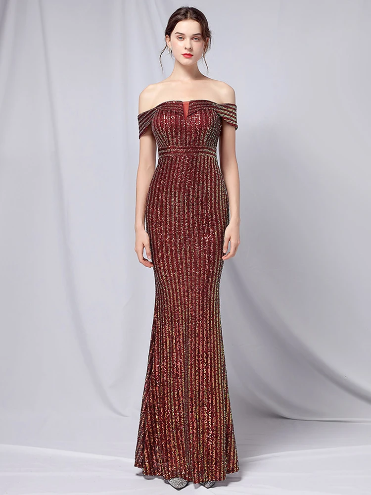 YIDINGZS Elegant Off Shoulder Party Maxi Dress 2021 Boat Neck Gold Sequin Evening Dress Women Wedding Long Prom Dress
YIDINGZS Elegant Off Shoulder Party Maxi Dress 2021 Boat Neck Gold Sequin Evening Dress Women Wedding Long Prom Dress