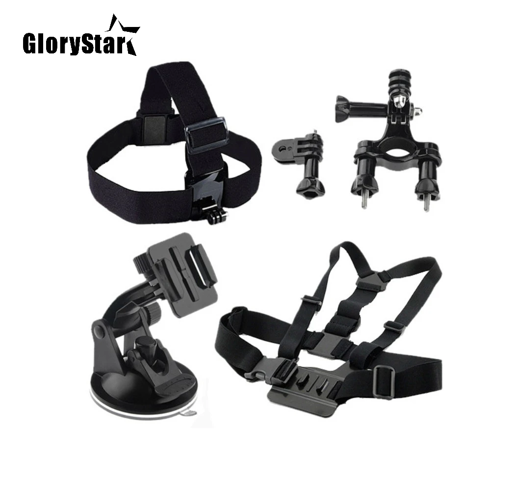 

GloryStar 4 In 1 Head Chest Strap Handlebar bicycle bike Mount Accessories Set for GoPro Hero 876 5 4 3 SJCAM Xiao Yi 4k Camera