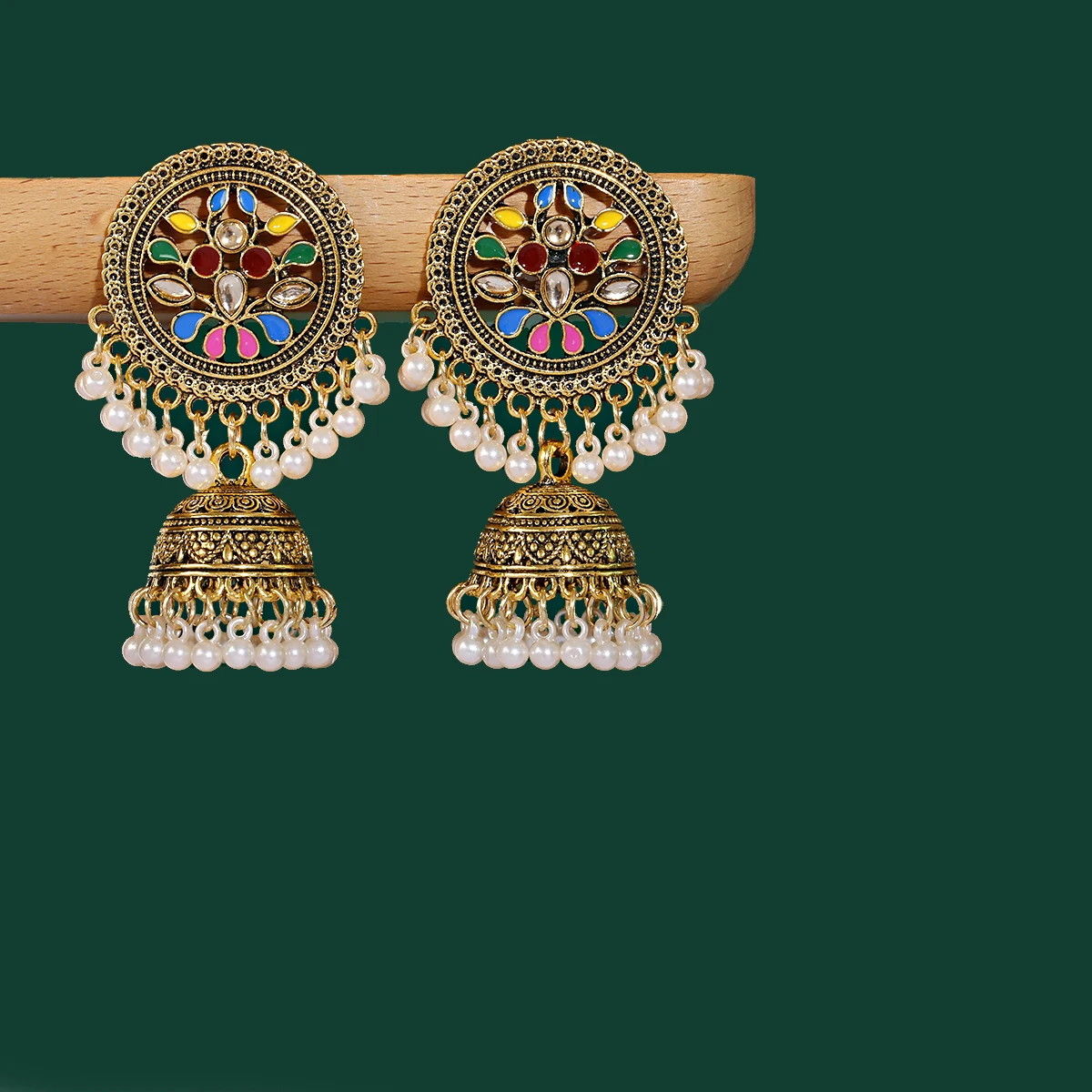 

Women Boho Gypsy Flower Dripping oil Indian Earrings Orecchini Jewelry Afghan Kolczyki Ladies Retro Dangle Earring Dropshipping