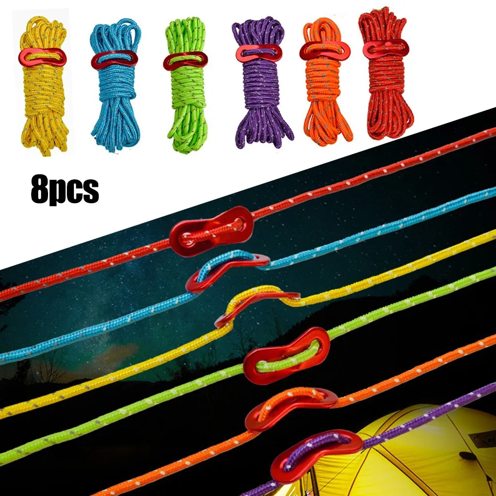 8Pcs 4m Tent Guy Rope Polyester Reflective Ultra Light Portable Cord Lines With Runners Tent Camping Hiking Outdoor Activity
8Pcs 4m Tent Guy Rope Polyester Reflective Ultra Light Portable Cord Lines With Runners Tent Camping Hiking Outdoor Activity