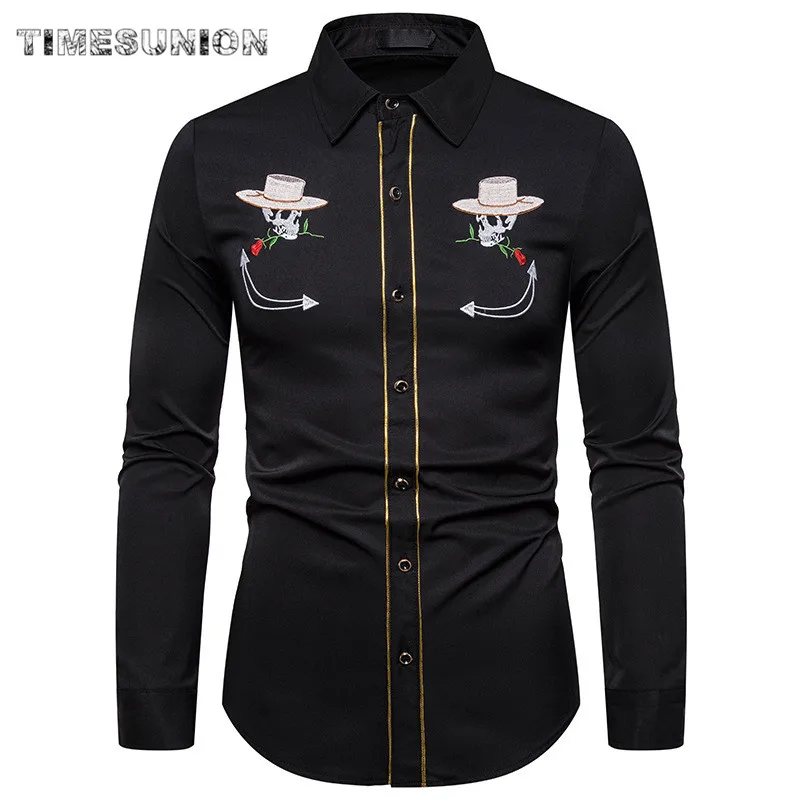Mens Western Cowboy Shirt Stylish Embroidered Slim Fit Long Sleeve Party Shirts Men Brand Design Banquet Button Down Shirt Male 
Mens Western Cowboy Shirt Stylish Embroidered Slim Fit Long Sleeve Party Shirts Men Brand Design Banquet Button Down Shirt Male