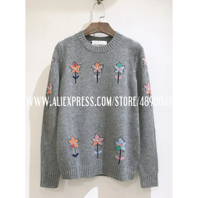 fall/winter neck long sleeve pullover sweater 2020 top quality women's wool cashmere flower embroidered round neck sweater
fall/winter neck long sleeve pullover sweater 2020 top quality women's wool cashmere flower embroidered round neck sweater