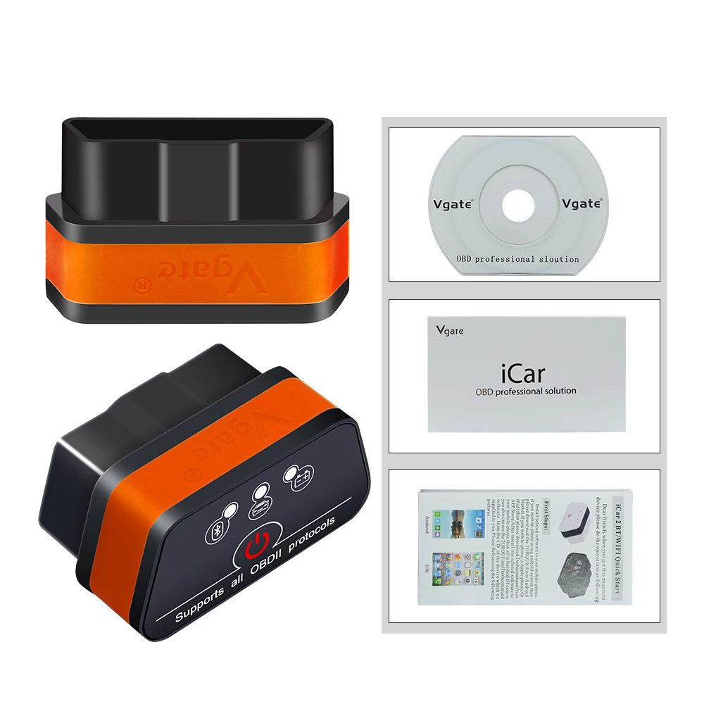 Оригинальный сканер Vgate iCar2 Bluetooth OBD iCar 2 ELM327 диагностический интерфейс