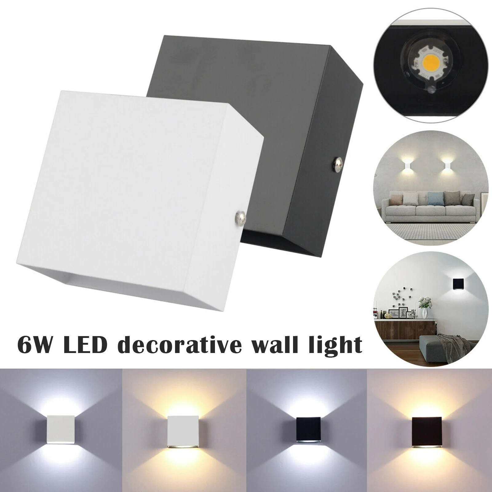Dimmable 6W 90-260V Cube COB LED Indoor Lighting White/Black Wall Lamp Modern Home Lighting Decoration Sconce Lamp
Dimmable 6W 90-260V Cube COB LED Indoor Lighting White/Black Wall Lamp Modern Home Lighting Decoration Sconce Lamp