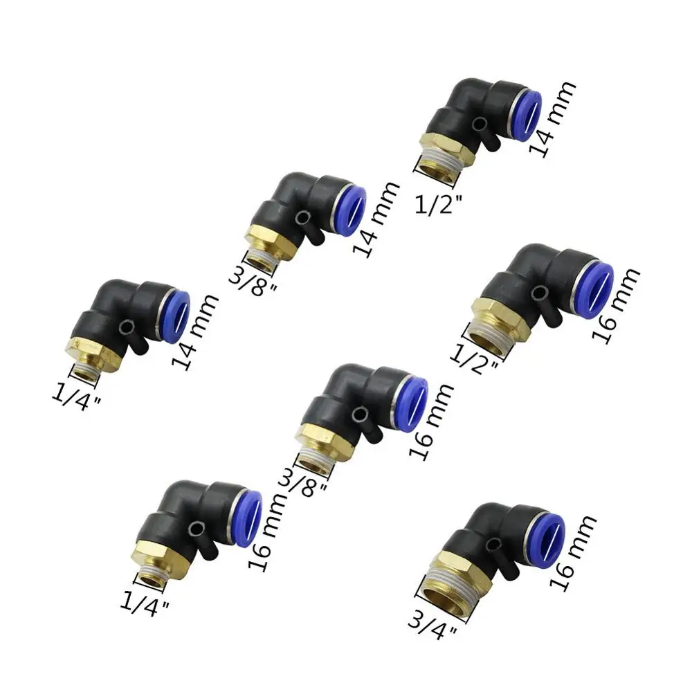4 мм 14 16 трубный интерфейс для 1/8 "1/4" 3/8 "1/2" 3/4 "наружная резьба коленчатый