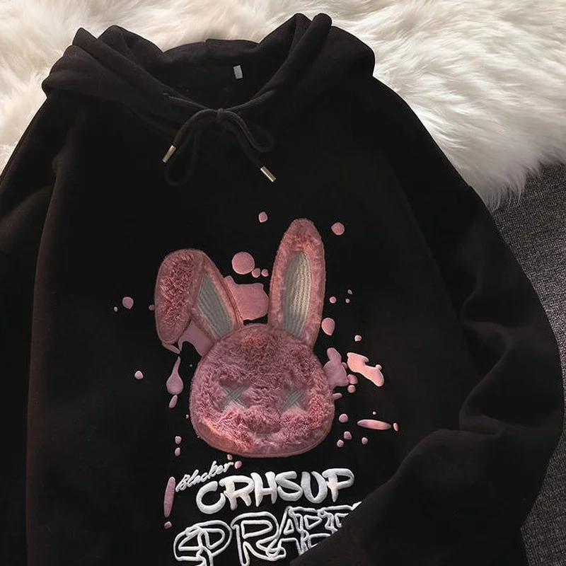 Deeptown Kawaii Harajuku Pink Cartoon Rabbit Print Oversize Hoodies Women Gothic Black Long Sleeve Pullover Female Sweatshirt
Deeptown Kawaii Harajuku Pink Cartoon Rabbit Print Oversize Hoodies Women Gothic Black Long Sleeve Pullover Female Sweatshirt