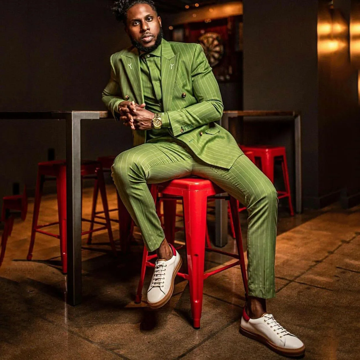 SoDigne Green Striped Mens Suits 2 Pieces Groom Best Man Pants Suit Business Wedding Blazer (Jacket+Pants)
SoDigne Green Striped Mens Suits 2 Pieces Groom Best Man Pants Suit Business Wedding Blazer (Jacket+Pants)