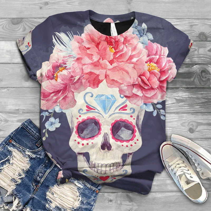 2021 new summer Harajuku girl T-shirt street fashion trend cool European and American style top skull T-shirt
2021 new summer Harajuku girl T-shirt street fashion trend cool European and American style top skull T-shirt