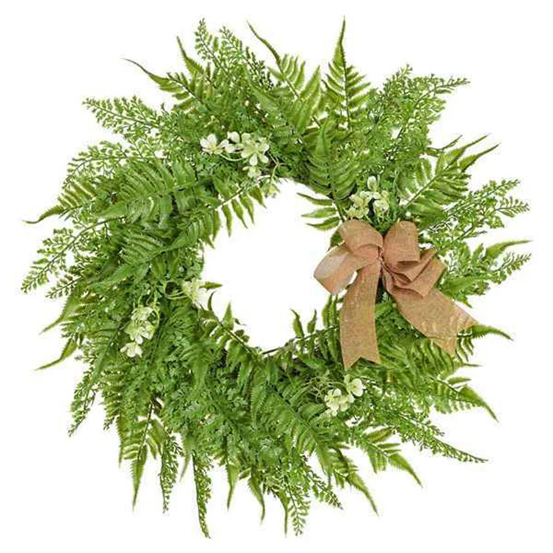 Artificial Fern Leaf Wreath with Knotted Bow for Front Door Wall Window Wedding Party Office Garden Farmhouse Home Decor
Artificial Fern Leaf Wreath with Knotted Bow for Front Door Wall Window Wedding Party Office Garden Farmhouse Home Decor