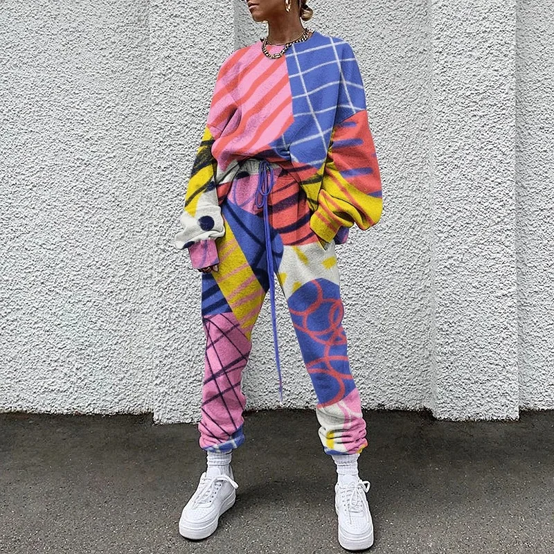 Africa Clothing Autumn Streetwear Women O-neck Casual Printing Long Sleeve Sweatshirt + Lace-Up Sweatpants Kniting Casual Suits
Africa Clothing Autumn Streetwear Women O-neck Casual Printing Long Sleeve Sweatshirt + Lace-Up Sweatpants Kniting Casual Suits