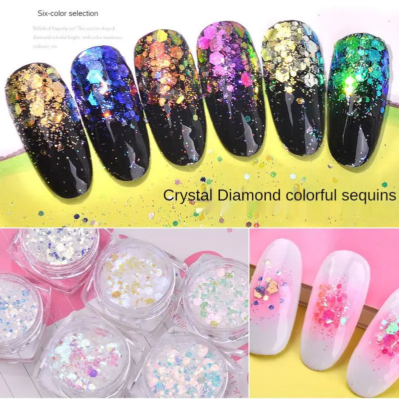 1Box Nail Sequin super sparkle thick and thin mixed flash powder magic color combination Sequin DIY phototherapy nail decoration
1Box Nail Sequin super sparkle thick and thin mixed flash powder magic color combination Sequin DIY phototherapy nail decoration