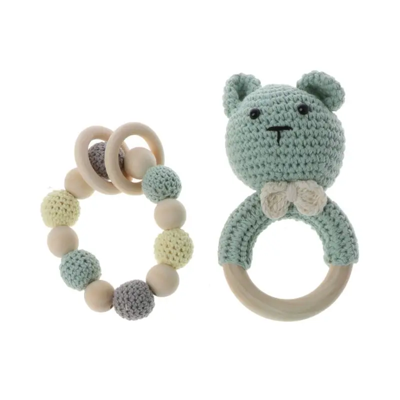 Baby Wooden Teether Bracelet Set Crochet Animal Teething Rattle Ring Chewing Toy 95AE
Baby Wooden Teether Bracelet Set Crochet Animal Teething Rattle Ring Chewing Toy 95AE