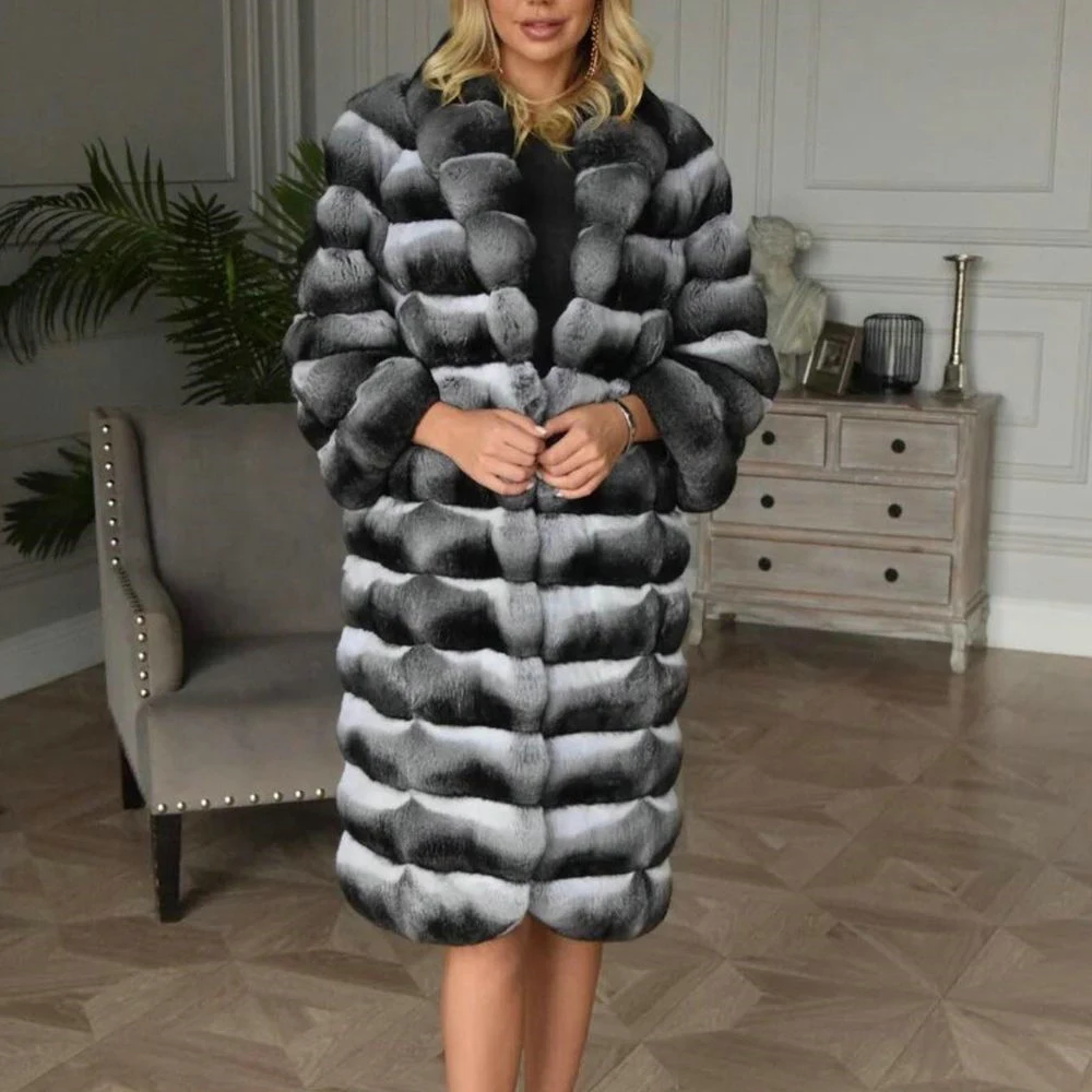 90cm Long Real Rex Rabbit Fur Coat Women 2021 New Winter Fashion Chinchilla Color Genuine Rex Rabbit Fur Coats with Lapel Collar
90cm Long Real Rex Rabbit Fur Coat Women 2021 New Winter Fashion Chinchilla Color Genuine Rex Rabbit Fur Coats with Lapel Collar