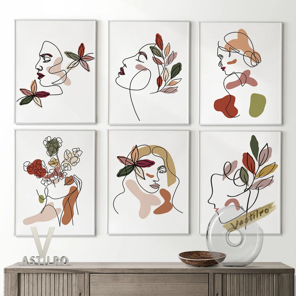 Graceful Line Drawing Female Portrait Scandinavian Style Canvas Painting Poster Botanical Floral Print Fashion Minimalist Decor
Graceful Line Drawing Female Portrait Scandinavian Style Canvas Painting Poster Botanical Floral Print Fashion Minimalist Decor