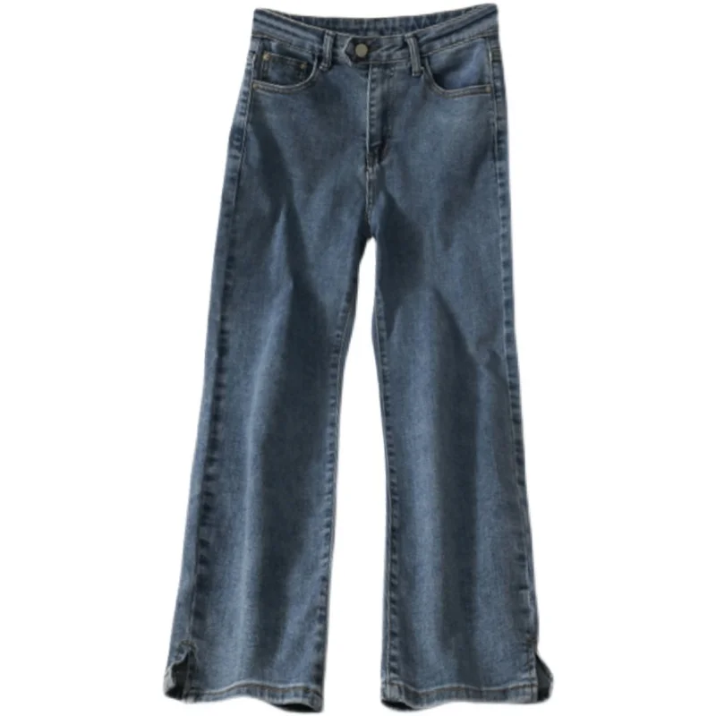 Korean Style Loose Slimming High Waist All-Matching Straight Jeans Women's Split Simple Wide-Leg Pants for Autumn and Winter
Korean Style Loose Slimming High Waist All-Matching Straight Jeans Women's Split Simple Wide-Leg Pants for Autumn and Winter