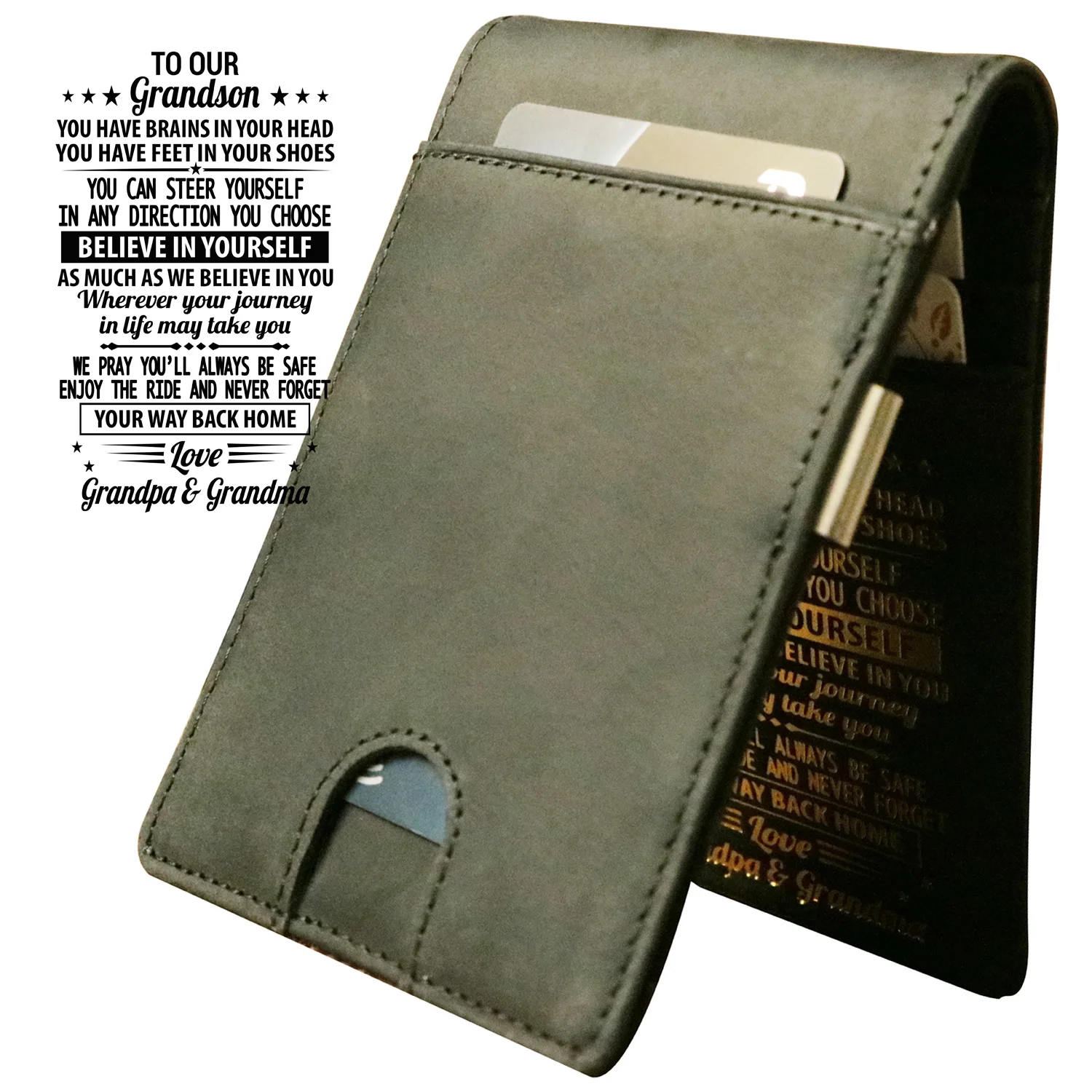 Mens Slim Wallet with Money Clip to Our Grandsons Bifold Credit Card Holder for Men with Gift Box
Mens Slim Wallet with Money Clip to Our Grandsons Bifold Credit Card Holder for Men with Gift Box