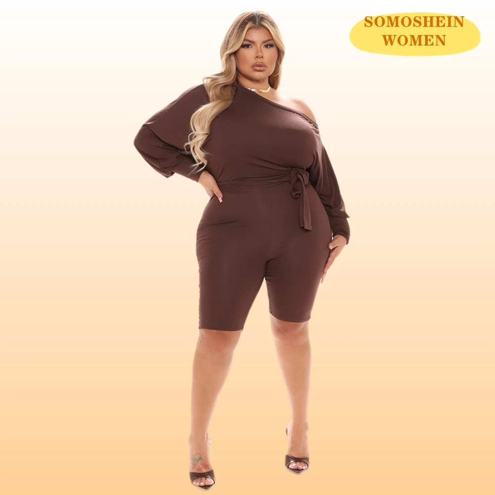 Somoshein Plus Size Shorts Jumpsuits Solid Color Casual Women's Clothing 5XL Fashion Skew Neck Woman Clothes Loose Fitness Suits
Somoshein Plus Size Shorts Jumpsuits Solid Color Casual Women's Clothing 5XL Fashion Skew Neck Woman Clothes Loose Fitness Suits