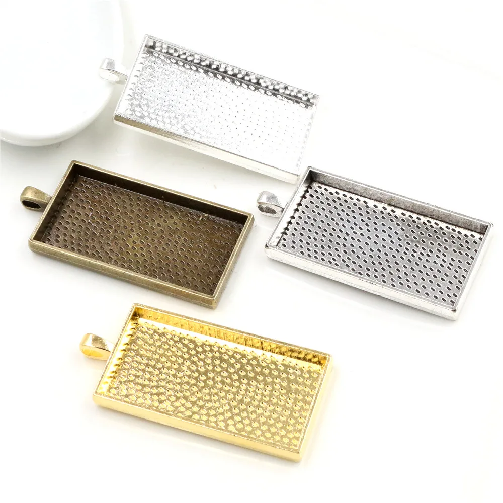 

3pcs 24x48mm Inner Size 4 Colors Plated Rectangle Cabochon Base Setting Charms Pendant,Fit 24*48mm Rectangle Glass Cabochons
