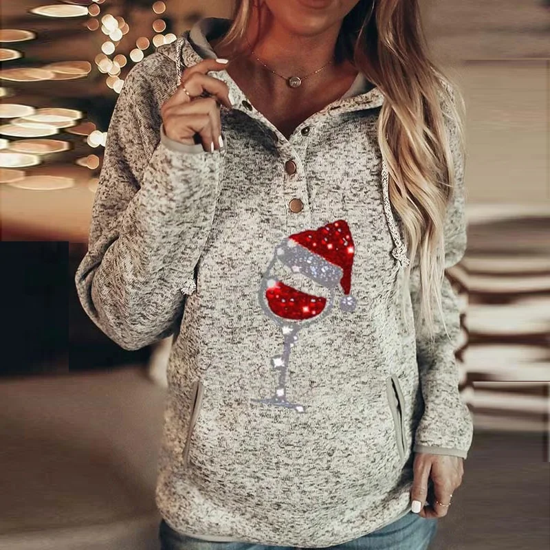 2021 New Red Wine Glass Print Sweatshirt Button Collar Loose Casual Female Pullover Gray High Quality Ladies Autumn Jumpers Tops
2021 New Red Wine Glass Print Sweatshirt Button Collar Loose Casual Female Pullover Gray High Quality Ladies Autumn Jumpers Tops