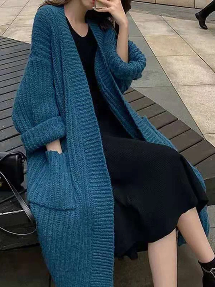 Korean Design 2022 new Long Sleeve Sweater With big pockets Female dark Blue Cardigans Sweaters Outerwear 1506
Korean Design 2022 new Long Sleeve Sweater With big pockets Female dark Blue Cardigans Sweaters Outerwear 1506