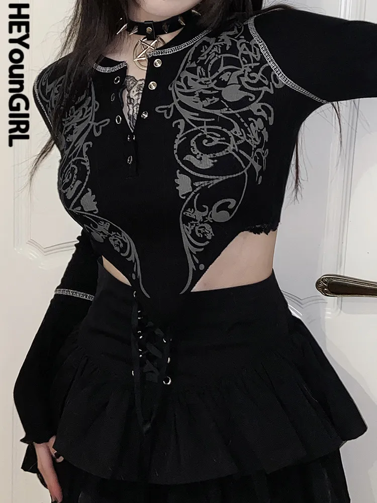 HEYounGIRL Graphic Print Gothic Clothes Women Crop Tops Harajuku Long Sleeve Spring T Shirts Dark Academia Casual Black Tee Lady
HEYounGIRL Graphic Print Gothic Clothes Women Crop Tops Harajuku Long Sleeve Spring T Shirts Dark Academia Casual Black Tee Lady