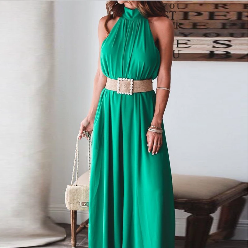 2021 summer Fashion Halter Half Turtleneck Playsuit Women Solid Sexy Sleeveless Backless Party Club Loose Wide Leg Jumpsuit
2021 summer Fashion Halter Half Turtleneck Playsuit Women Solid Sexy Sleeveless Backless Party Club Loose Wide Leg Jumpsuit