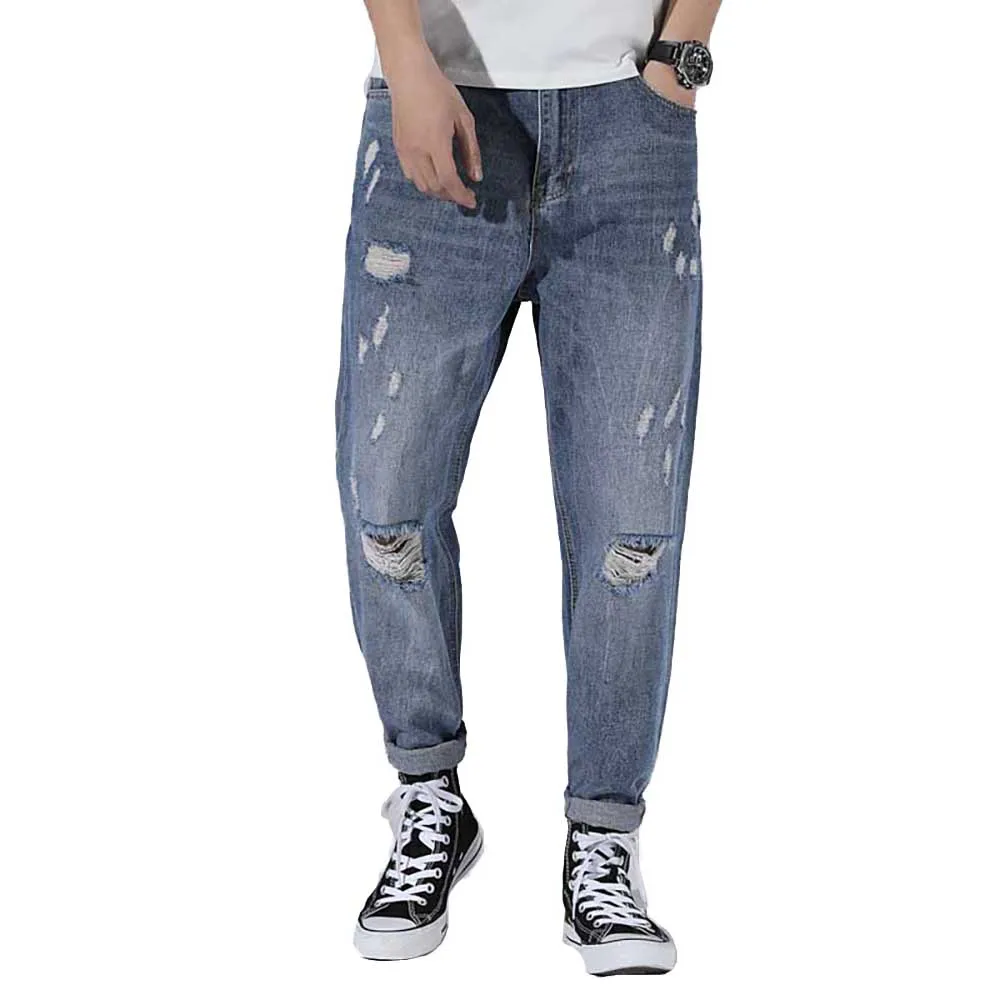 High Quality Ripped Jeans for Men Loose Baggy Washed Denim Pants Blue Jeans Hip Hop Trousers Streetwear Man Clothes Plus Size
High Quality Ripped Jeans for Men Loose Baggy Washed Denim Pants Blue Jeans Hip Hop Trousers Streetwear Man Clothes Plus Size