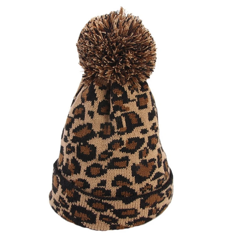 Women Winter Knitted Beanie Hat Ear Warmer Vintage Leopard Pattern Jacquard Stretch Cuffed Ski Skull Cap with Pom Pom
Women Winter Knitted Beanie Hat Ear Warmer Vintage Leopard Pattern Jacquard Stretch Cuffed Ski Skull Cap with Pom Pom