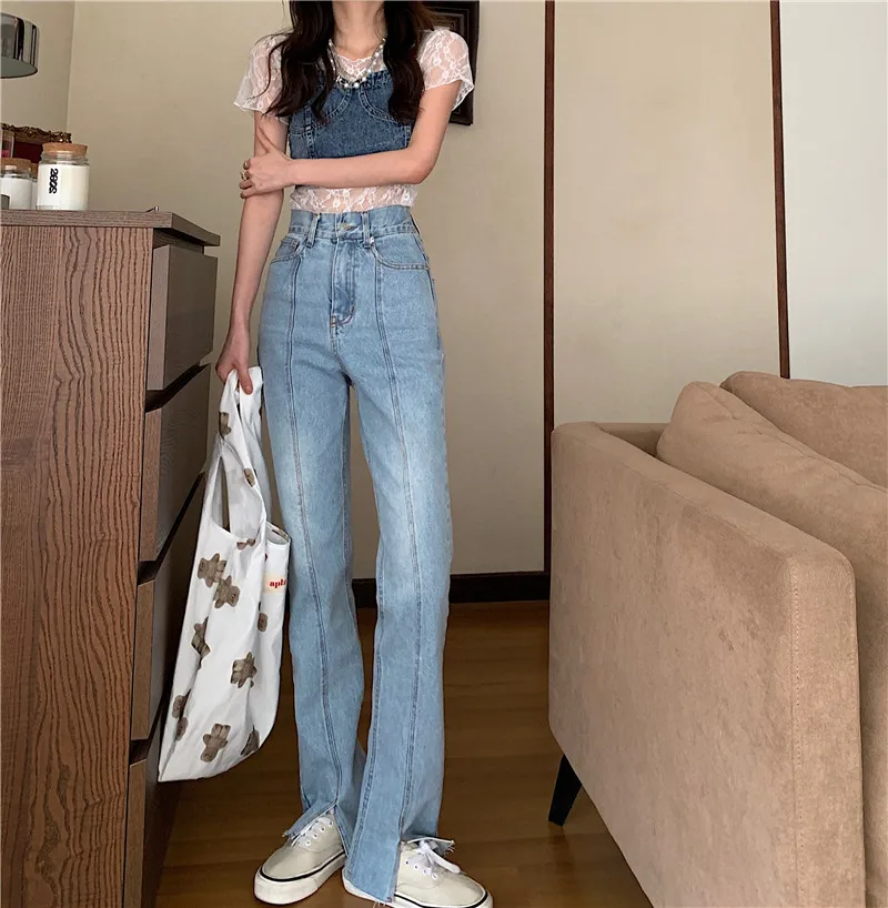 Korean Simple Straight Leg Jeans Women High Waist Cut Mopping Denim Trousers Woman Streetwear Distressed Loose Split Denim Pants
Korean Simple Straight Leg Jeans Women High Waist Cut Mopping Denim Trousers Woman Streetwear Distressed Loose Split Denim Pants