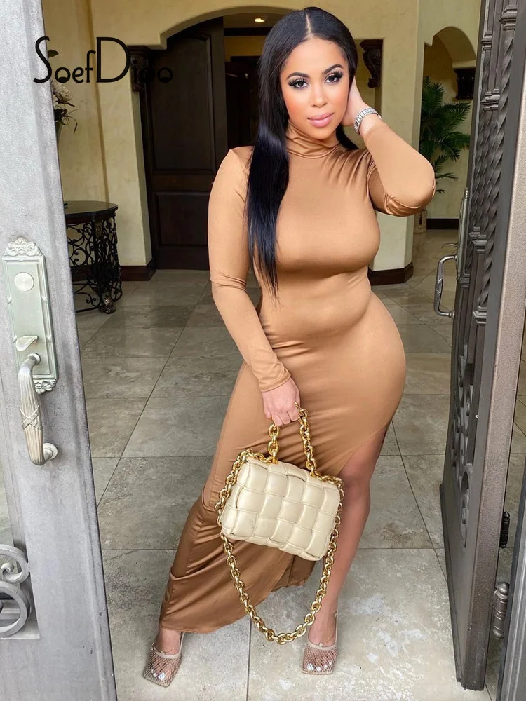 Soefdioo Solid O-neck Long Sleeve Dress Sexy Irregular Split Maxi Dress for Women Clothing Winter 2021 Elegant Night Club Outfit
Soefdioo Solid O-neck Long Sleeve Dress Sexy Irregular Split Maxi Dress for Women Clothing Winter 2021 Elegant Night Club Outfit