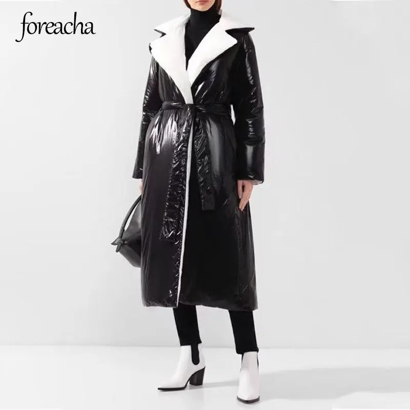 foreacha 2021 Autumn and winter contrast color double-sided women's cotton high-waist lace-up lapel long padded jacket
foreacha 2021 Autumn and winter contrast color double-sided women's cotton high-waist lace-up lapel long padded jacket