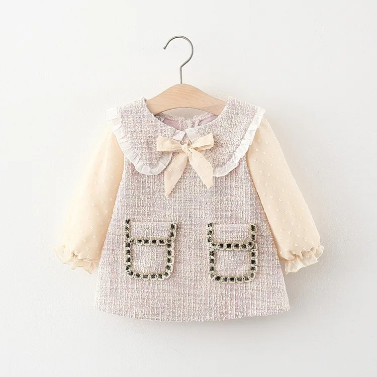 Детское плиссированное платье с бантом и блестками 
Детское плиссированное платье с бантом и блестками