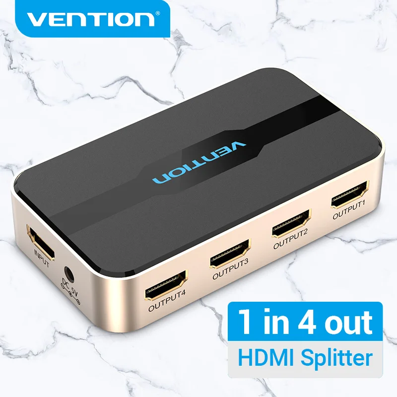

Vention HDMI Splitter 4K/30Hz 3D 1 in 4 out HDMI Switch for HDTV Mi Box PS4 1x2/1x4 HDMI Switcher 1 Input 2 Output HDMI Splitter