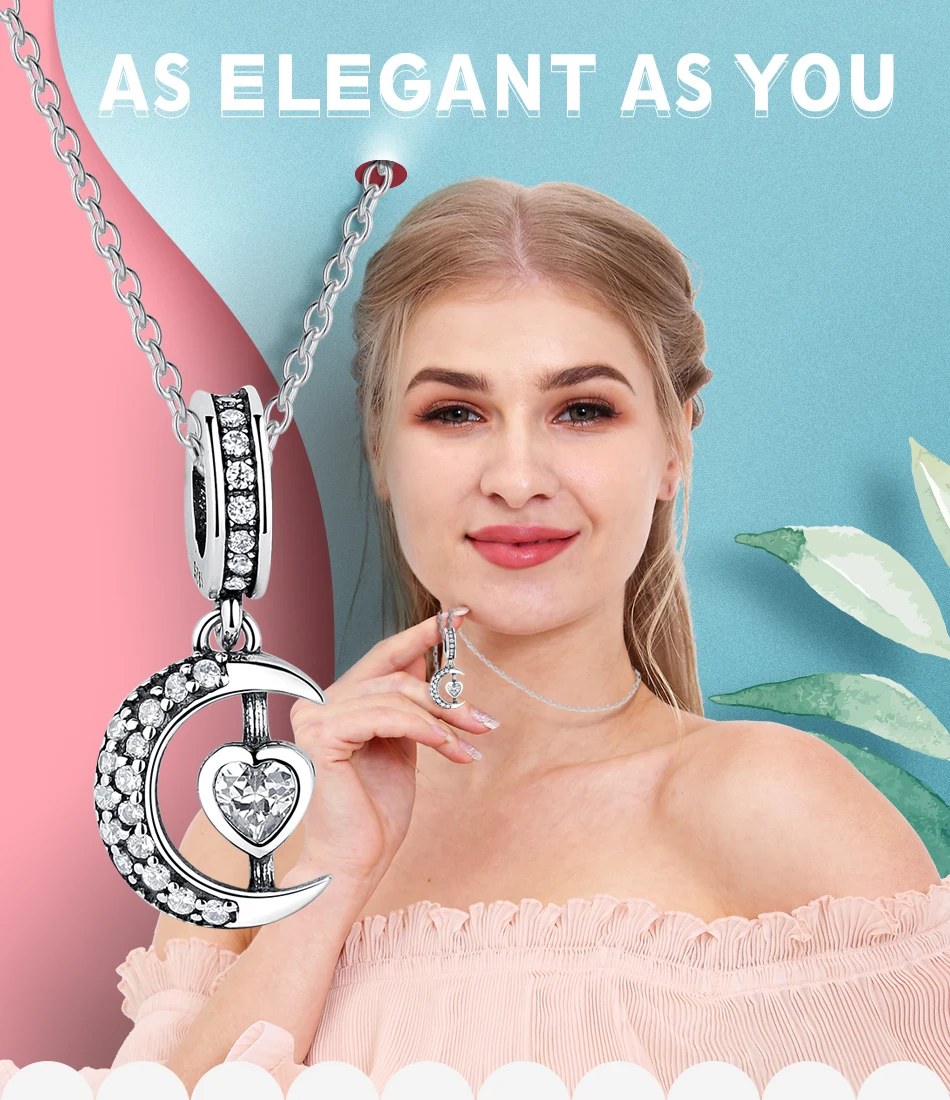 5PCS/lot ELESHE S925 Sliver Moon With CZ Pendant Charm Heart Bead Fit Original Bracelet & Necklace DIY Jewelry Making
5PCS/lot ELESHE S925 Sliver Moon With CZ Pendant Charm Heart Bead Fit Original Bracelet & Necklace DIY Jewelry Making