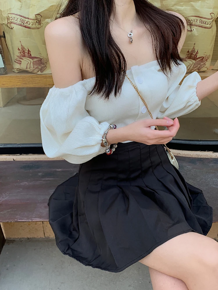 Crop Top T-shirt Spring New Style French Retro off-Shoulder-Bubble Long Sleeve Short Navel Knitted Cardigan Tops Women's
Crop Top T-shirt Spring New Style French Retro off-Shoulder-Bubble Long Sleeve Short Navel Knitted Cardigan Tops Women's