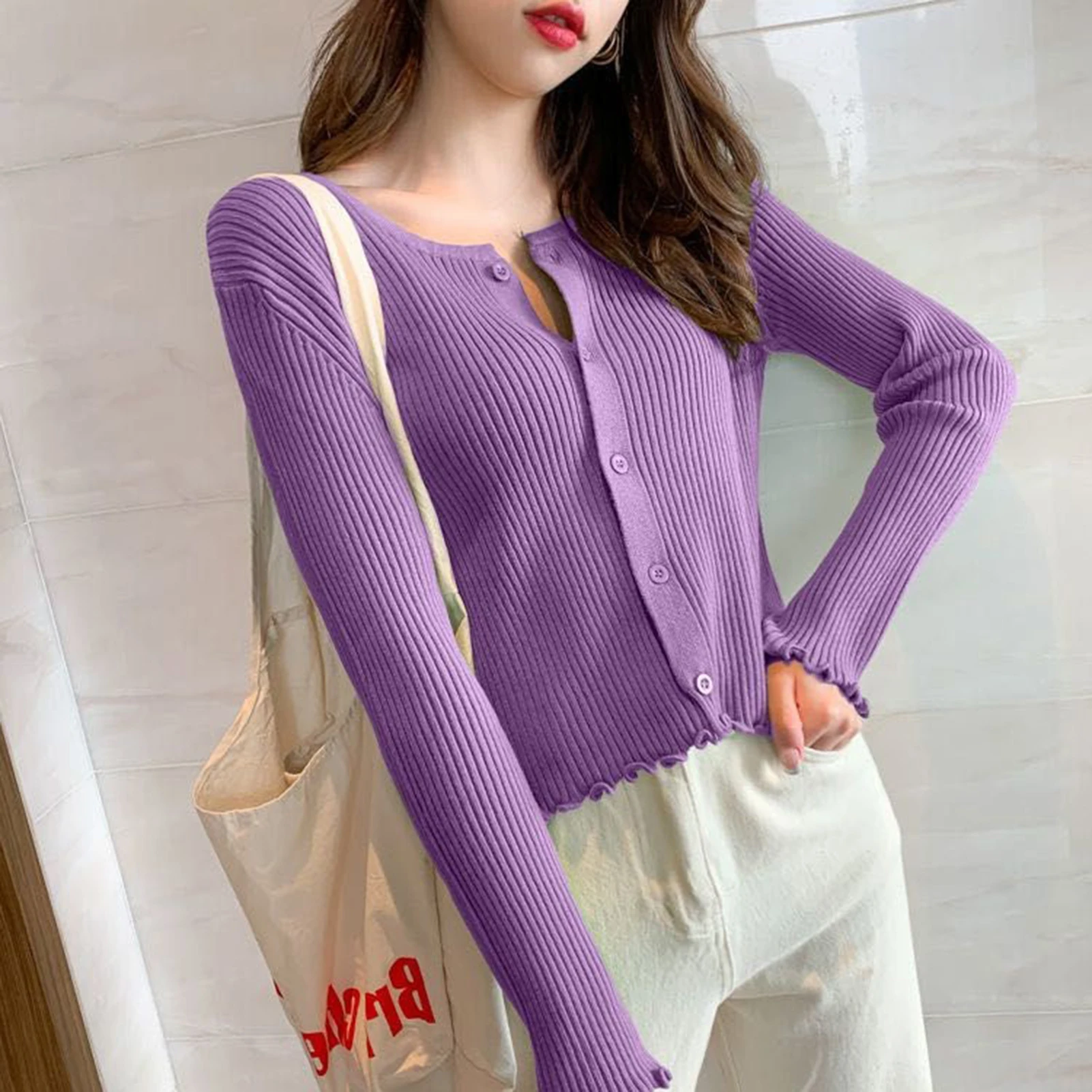 Women Fashion Loose Cardigan Round Neck Long Sleeve Knitting Blouse Crop Top
Women Fashion Loose Cardigan Round Neck Long Sleeve Knitting Blouse Crop Top