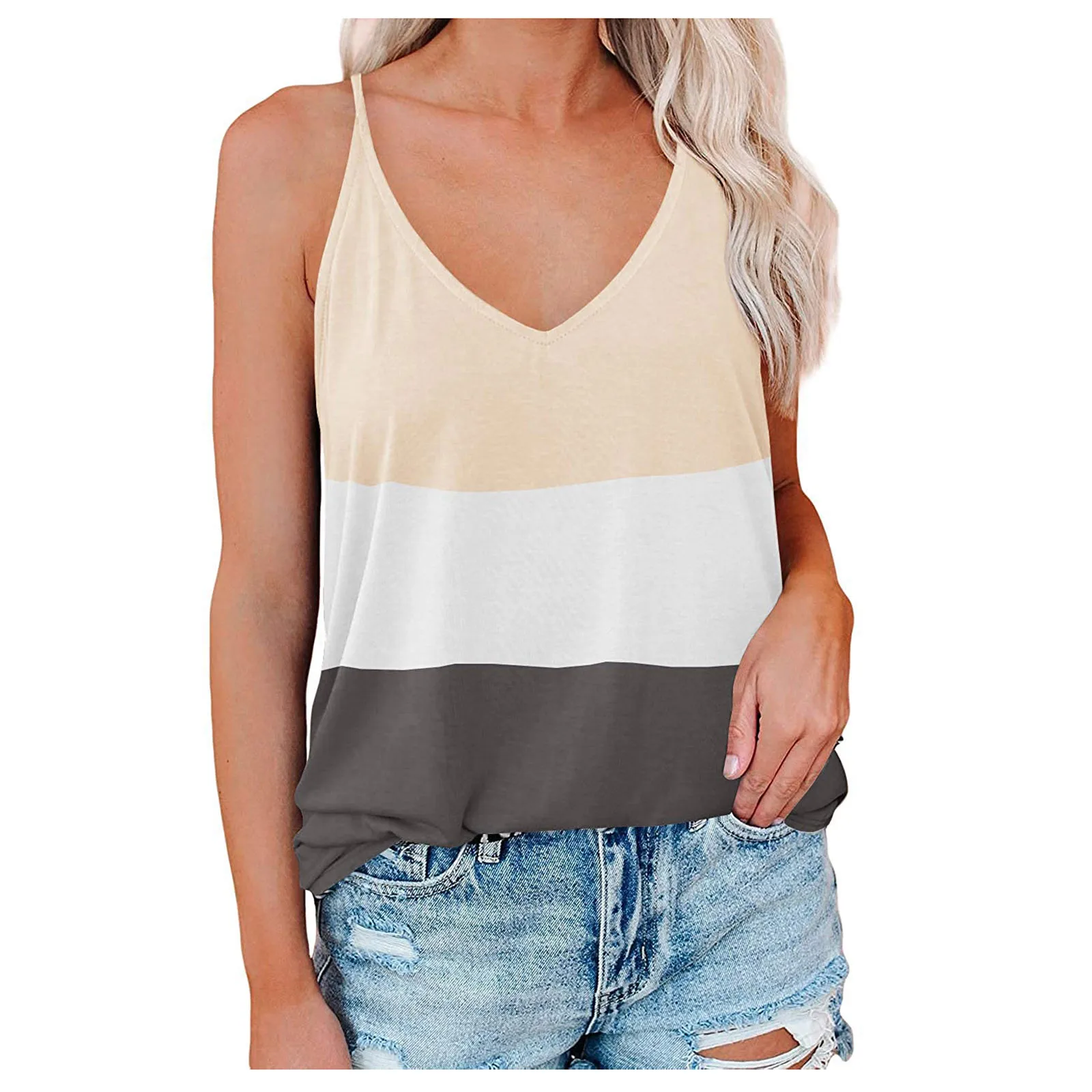 Patchwork Spaghetti Strap Cami Top Women Summer Loose V-Neck Sling Vest For Teens Girls Streetwear Clothes Mujer Chaleco A40
Patchwork Spaghetti Strap Cami Top Women Summer Loose V-Neck Sling Vest For Teens Girls Streetwear Clothes Mujer Chaleco A40