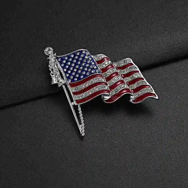 Модная заколка с американским флагом на лацкан мини броши в США заколки
