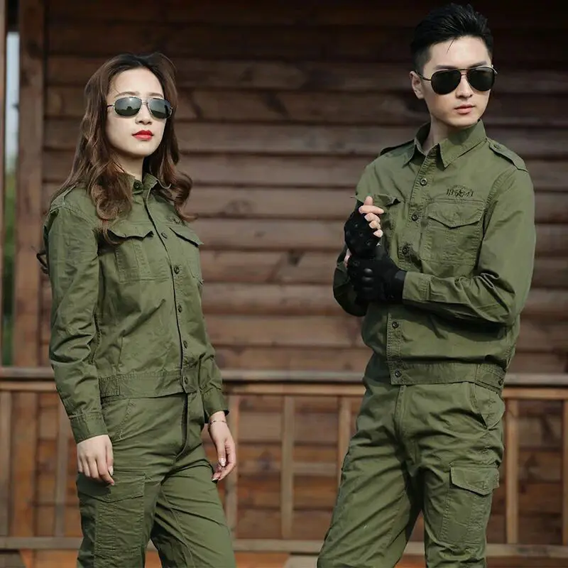 2021 Men and women camouflage clothing cotton thread thin overalls set military green summer welder wear protection clothing
2021 Men and women camouflage clothing cotton thread thin overalls set military green summer welder wear protection clothing