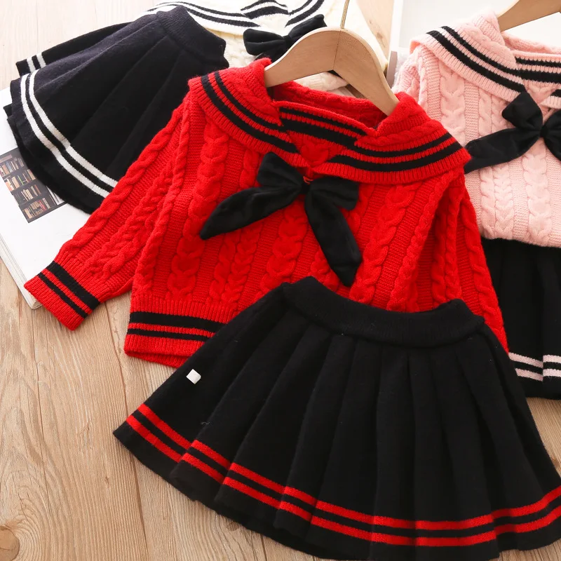 

2021 New 3-8Y Baby Girls Knitted Dress Ruffle Sweater Toddler Girl Warm Clothes Infant Girls outfit For Winter Autumn Dresse