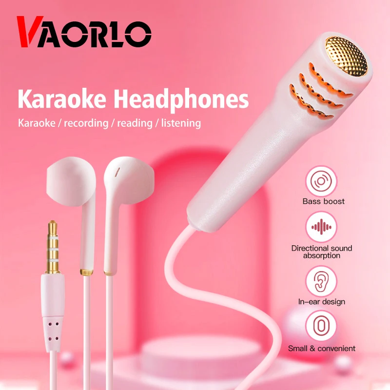 

Portable Karaoke HD Mic All-in-one Earphone Mini Stereo Wired Headphone in-Ear Headset Singing Artifact Universal Mobile Phone