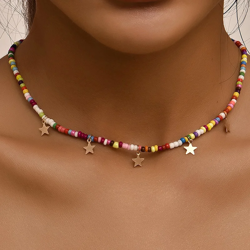 Boho Mix Colorful Glass Beads Necklaces Women Gold Star Mushroom Pearl Pendant Necklace Trendy Jewelry Mujer String Neck Chain
Boho Mix Colorful Glass Beads Necklaces Women Gold Star Mushroom Pearl Pendant Necklace Trendy Jewelry Mujer String Neck Chain
