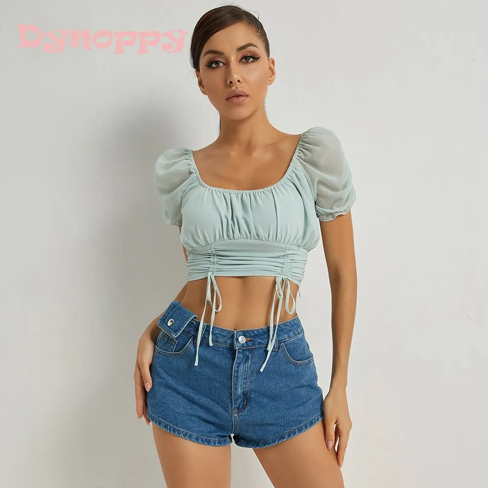 Dynoppy Summer Fashion Women Puff Sleeve Sexy Tops Vacation Casual Outfits Streetwear Drawstring Ruched Crop Tops Chiffon Shirts
Dynoppy Summer Fashion Women Puff Sleeve Sexy Tops Vacation Casual Outfits Streetwear Drawstring Ruched Crop Tops Chiffon Shirts