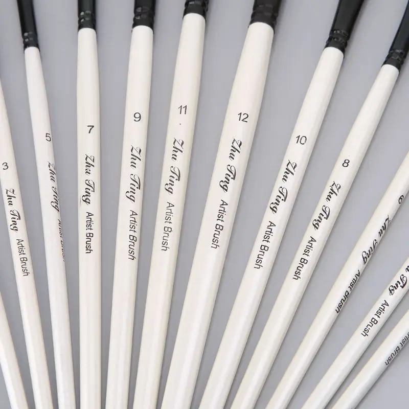 12Pcs Artist Paint Brush Set Nylon Bristles Watercolor Acrylic Oil Painting Slant Flat Round Pointed Pen Tip Wood Handle
12Pcs Artist Paint Brush Set Nylon Bristles Watercolor Acrylic Oil Painting Slant Flat Round Pointed Pen Tip Wood Handle